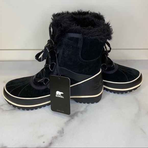 SOREL Tivoli II Suede Black Snow Boot With Fur - Picture 11 of 14